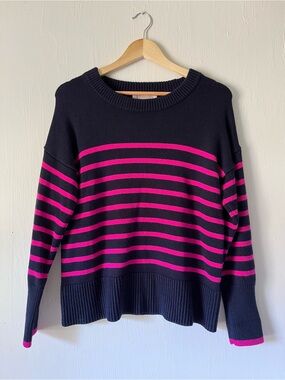 Philosophy | Navy & Hot Pink Striped Knit Sweater Preppy Y2K | Women’s Size: M